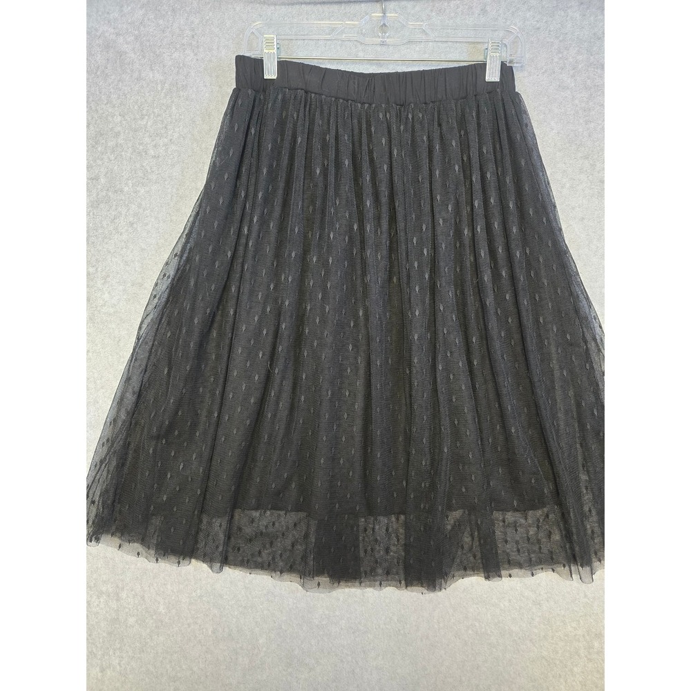 Forever 21 Womens L Black Tulle Midi Skirt Mesh Romantic Goth Balletcore